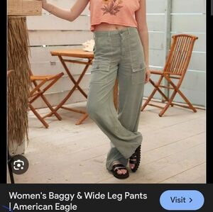 American Eagle Green Wide Leg Pants